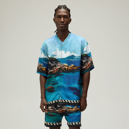 Men Kith Giorgio Armani & Kith Sardinia Short Sleeve Zip Shirt - Multi
