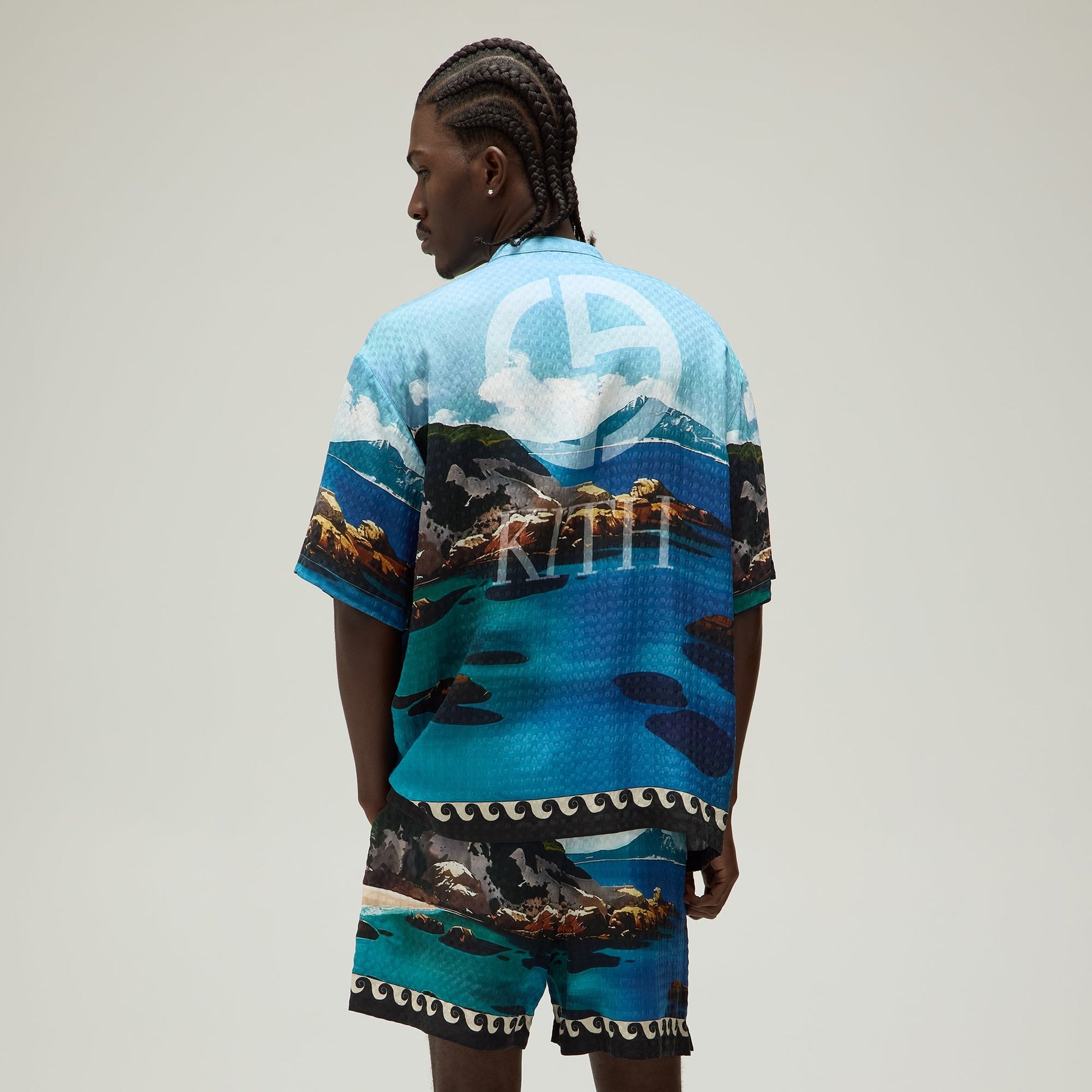 Men Kith Giorgio Armani & Kith Sardinia Short Sleeve Zip Shirt - Multi
