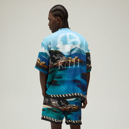 Men Kith Giorgio Armani & Kith Sardinia Short Sleeve Zip Shirt - Multi