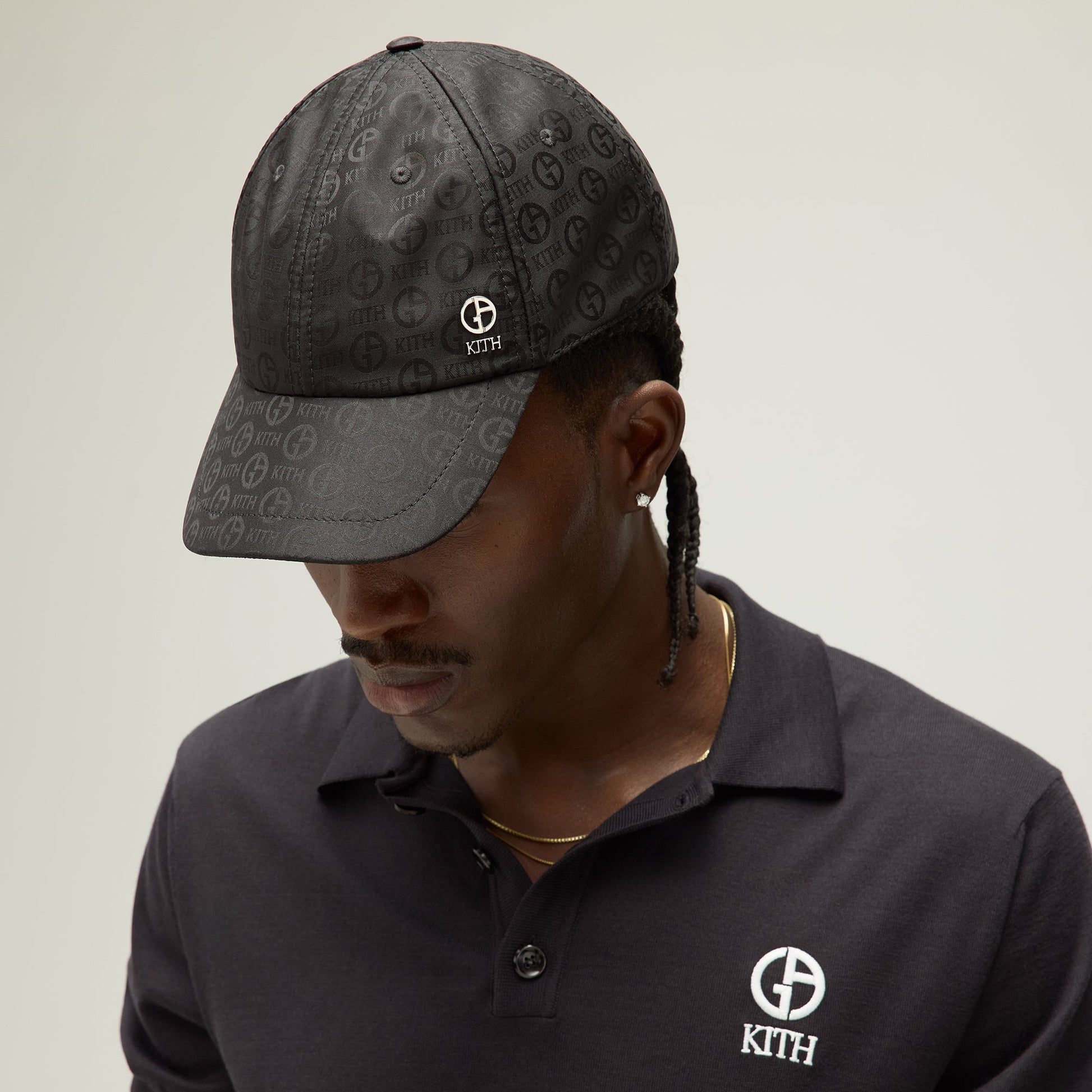 Men Kith Giorgio Armani & Kith Midweight Jacquard Silk Classic Cap - Black