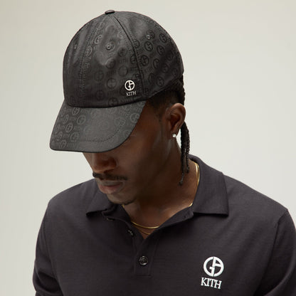 Men Kith Giorgio Armani & Kith Midweight Jacquard Silk Classic Cap - Black