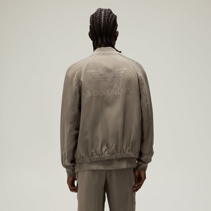 Men Kith Giorgio Armani & Kith Silky Bomber Jacket - Gravel