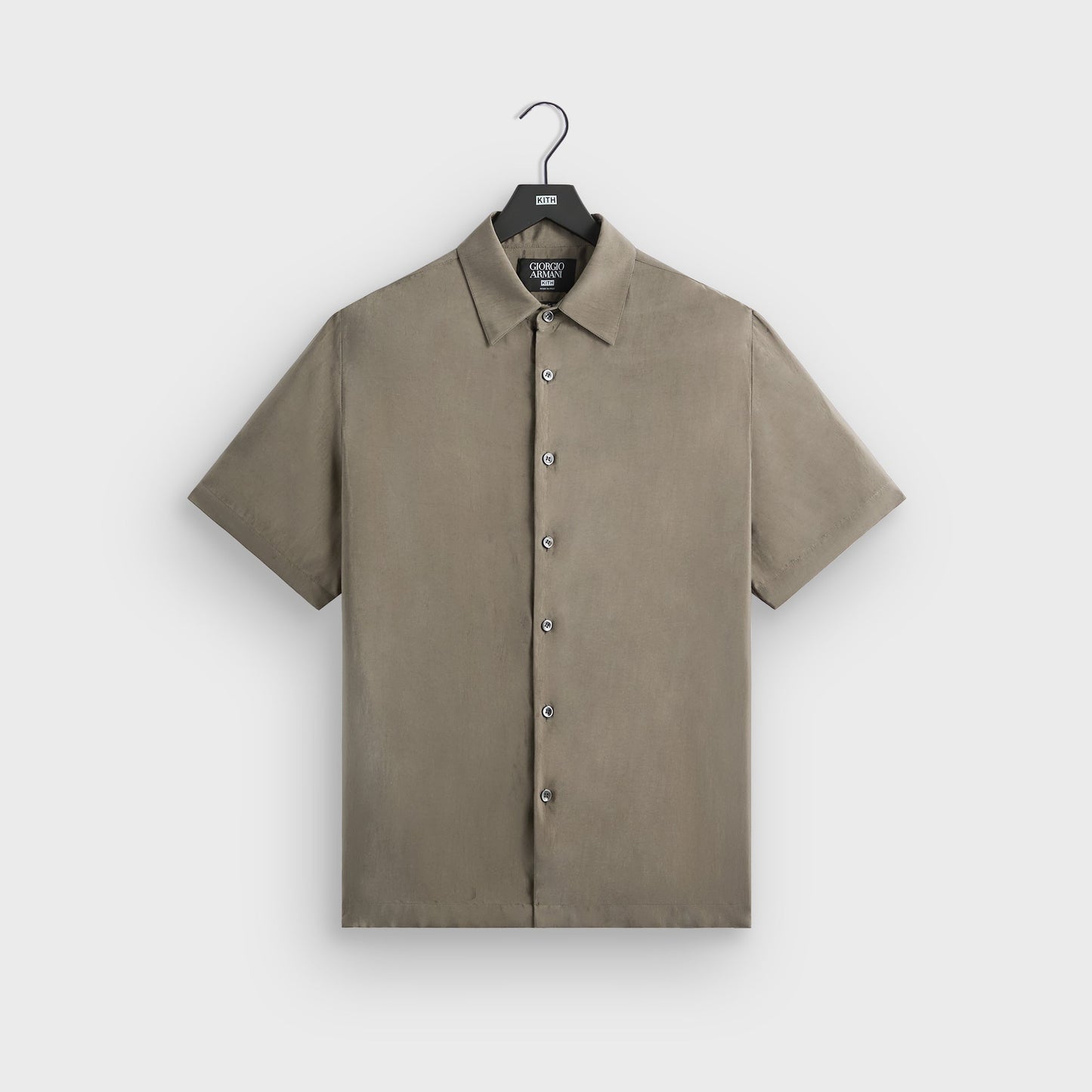 Men Kith Giorgio Armani & Kith Silky Short Sleeve Button Up - Gravel
