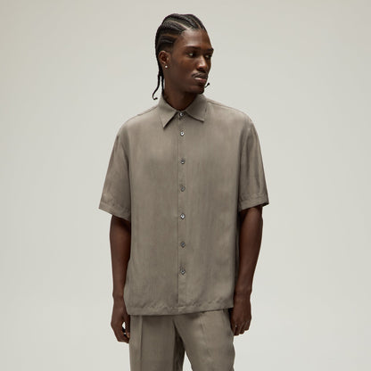 Men Kith Giorgio Armani & Kith Silky Short Sleeve Button Up - Gravel