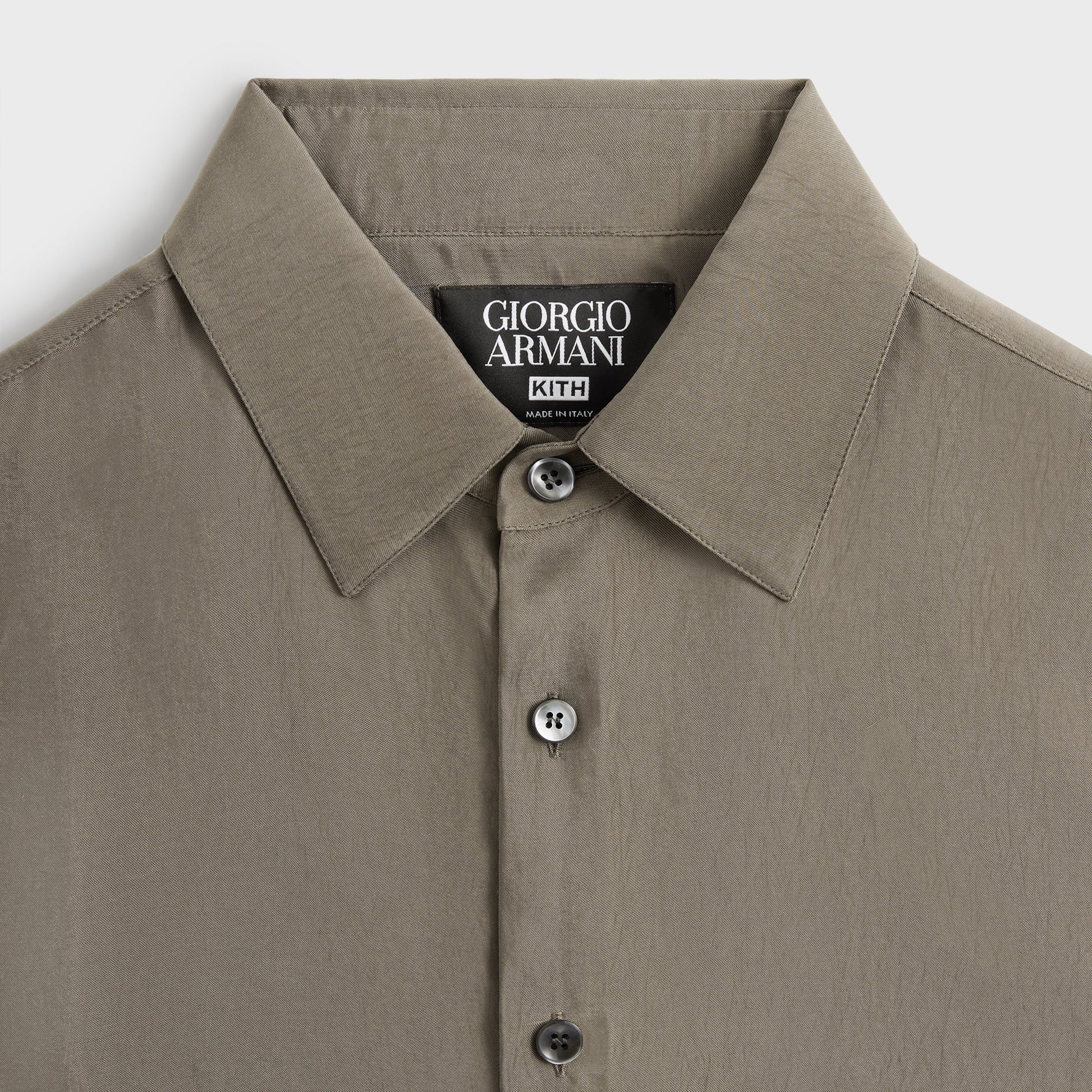 Men Kith Giorgio Armani & Kith Silky Short Sleeve Button Up - Gravel