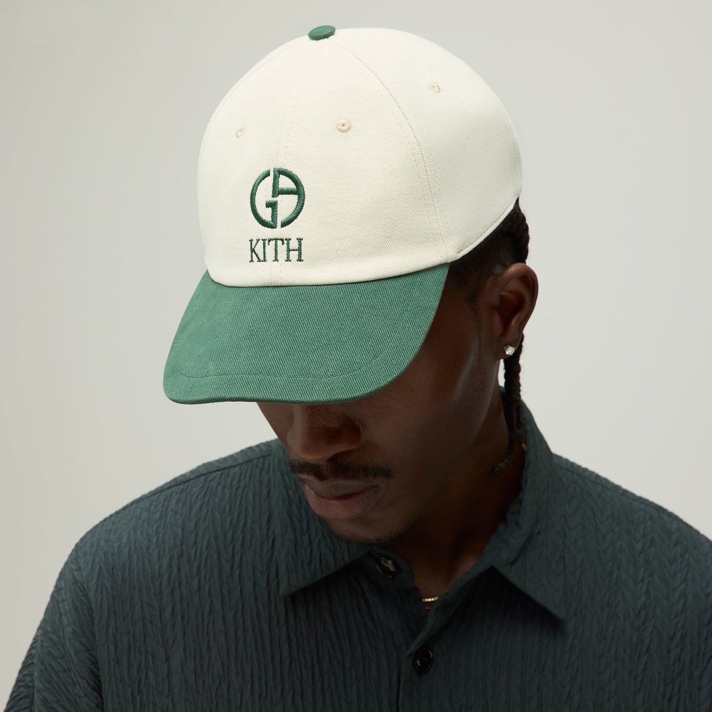 Men Kith Giorgio Armani & Kith Twill Two-Tone Classic Cap - Sandrift