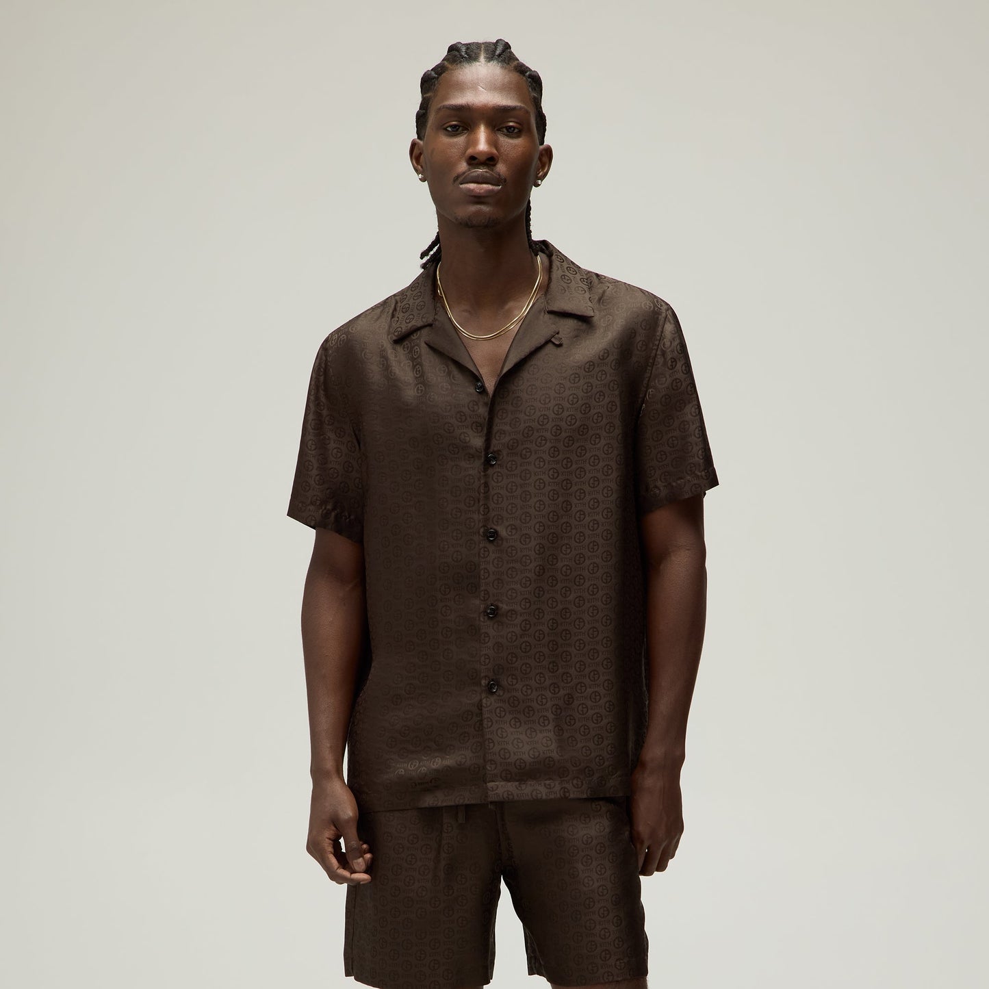 Men Kith Giorgio Armani & Kith Monogram Short Sleeve Thompson Camp Collar Shirt