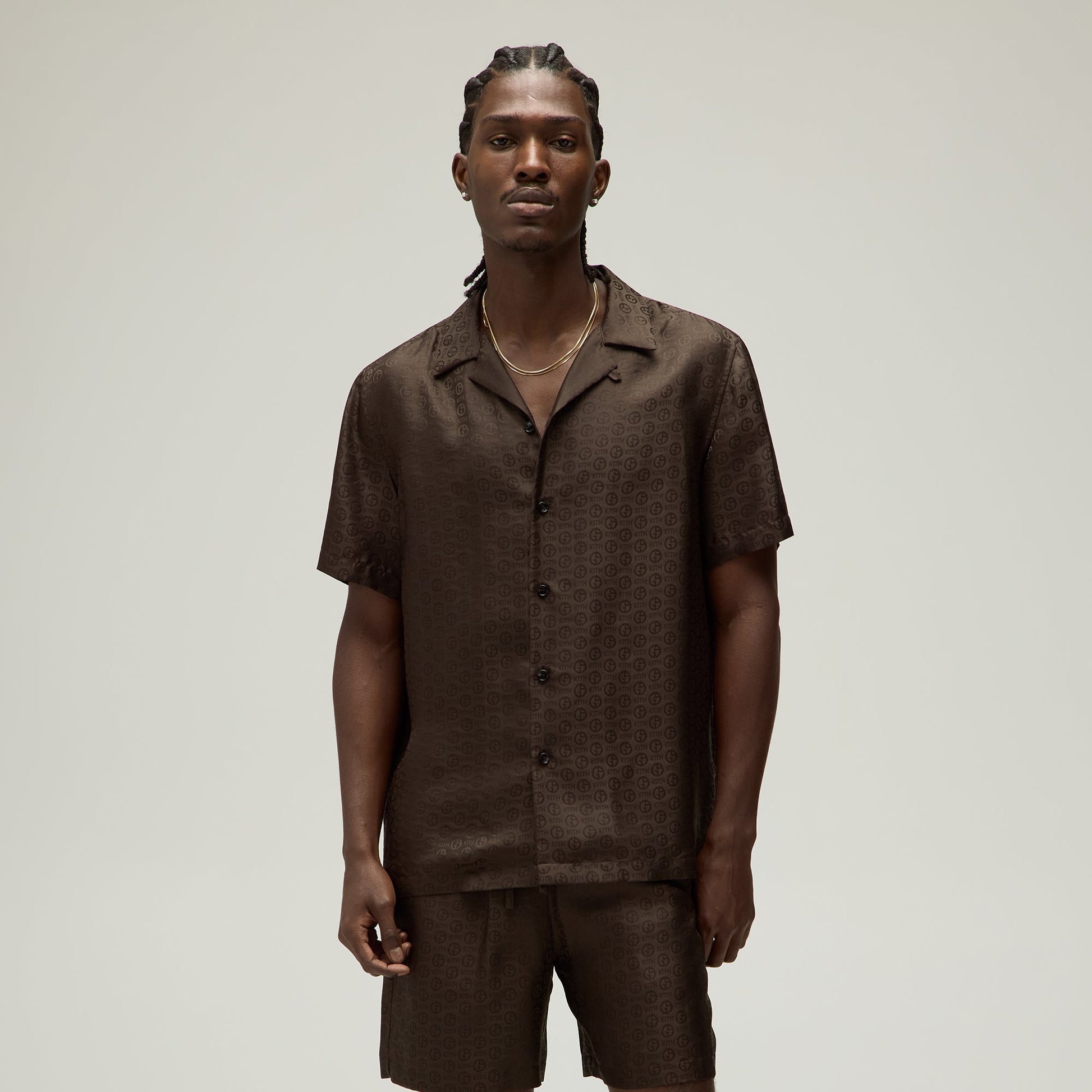 Men Kith Giorgio Armani & Kith Monogram Short Sleeve Thompson Camp Collar Shirt