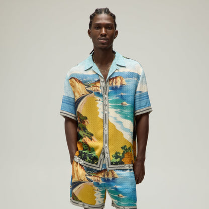 Men Kith Giorgio Armani & Kith Malibu Short Sleeve Thompson Camp Collar Shirt -