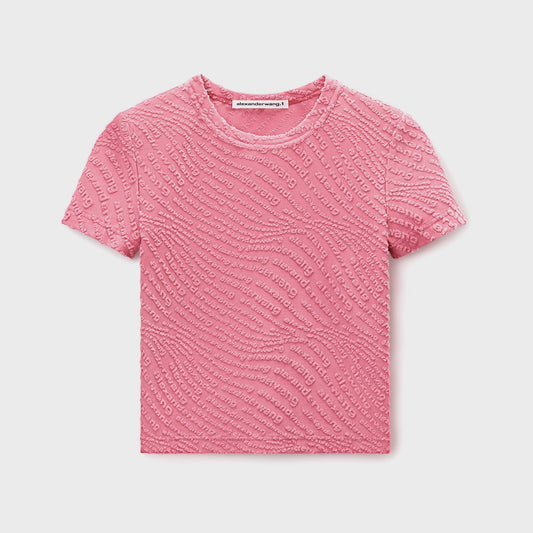 Women Kith T by Alexander Wang Jacquard Logo Baby Tee - Lotus
