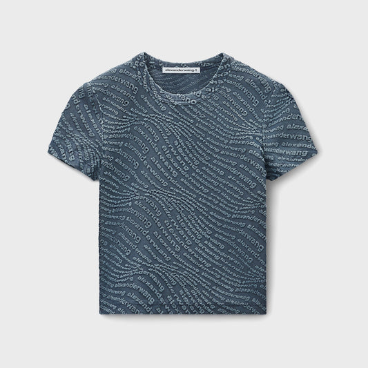 Women Kith T by Alexander Wang Jacquard Logo Baby Tee - Graphite