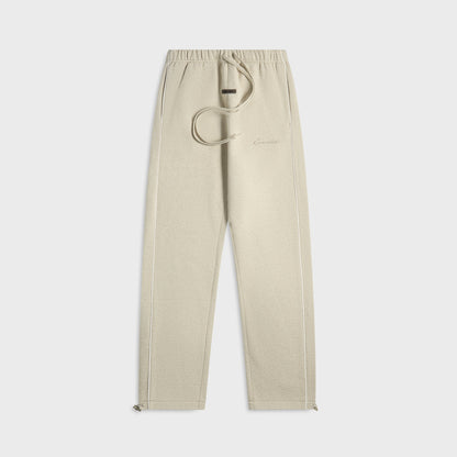 Men Kith Essentials Relaxed Fleece Sweatpant With Piping - Heather Stone / Clou