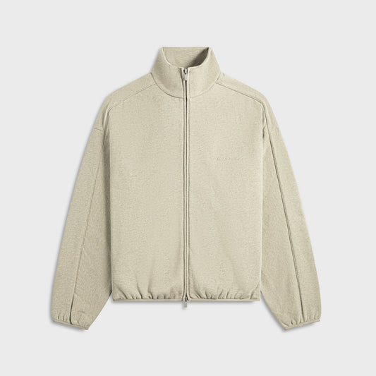 Men Kith Essentials Modern Fit Fleece Track Jacket - Heather Stone / Cloud Whit