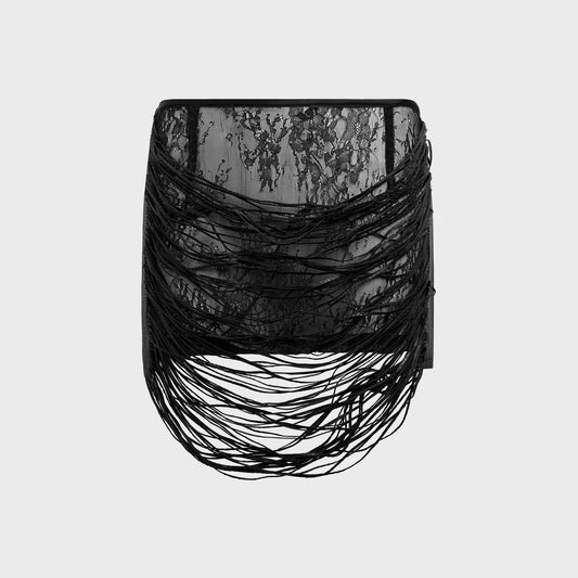 Women Kith Kim Shui Bao Fringe Skirt - Black