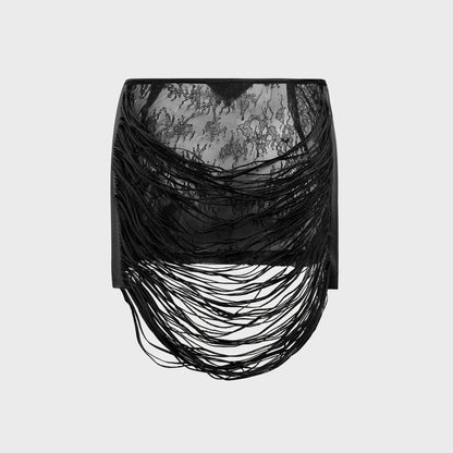 Women Kith Kim Shui Bao Fringe Skirt - Black
