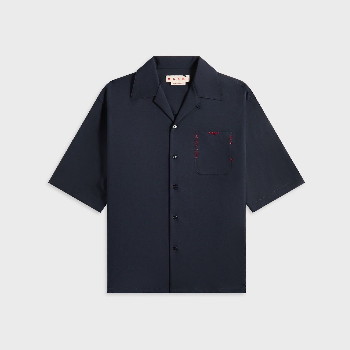 Men Kith Marni Blue Tropical Wool Bowling Shirt - Blue / Black