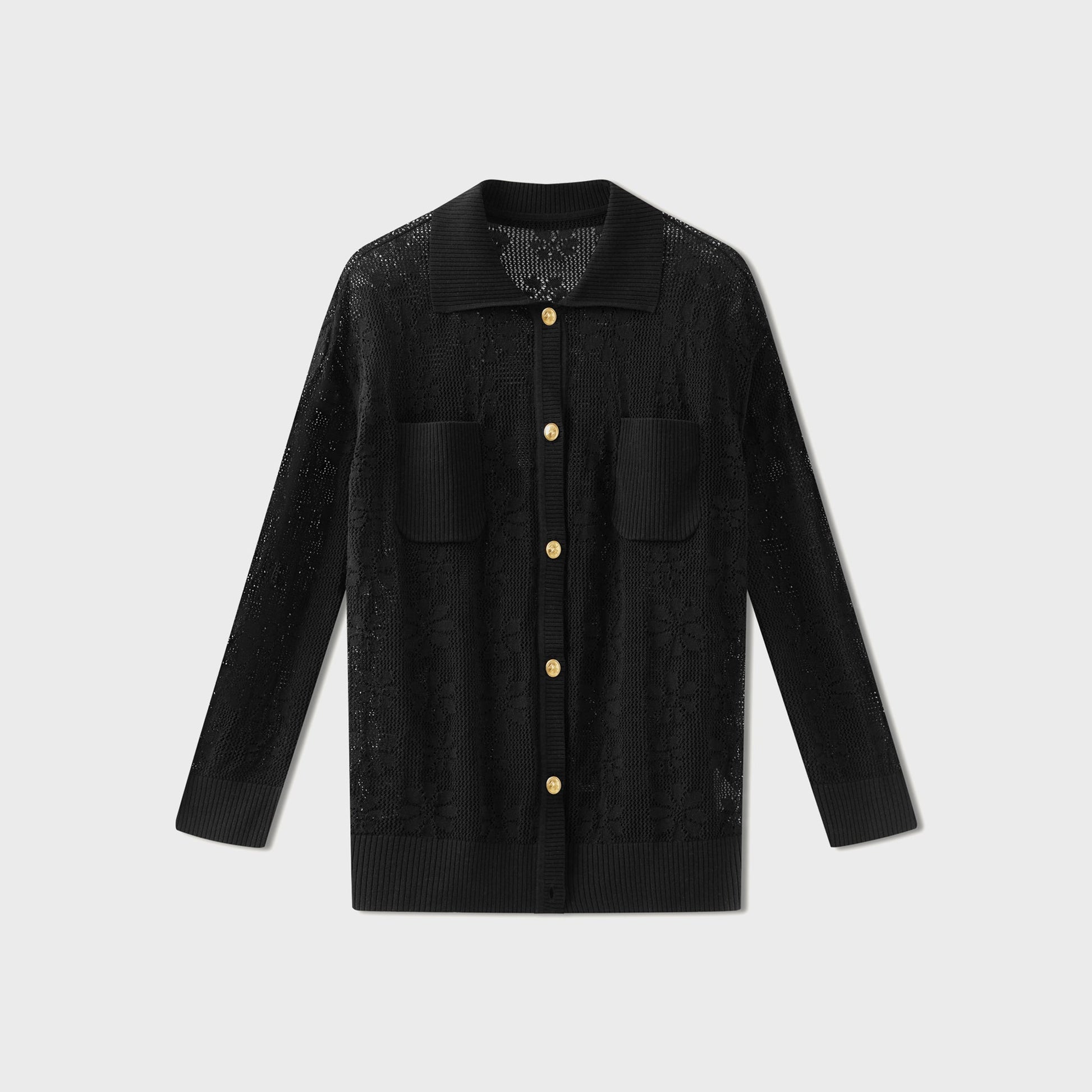 Women Kith Asta Resort Delilah Crochet Shirt - Black