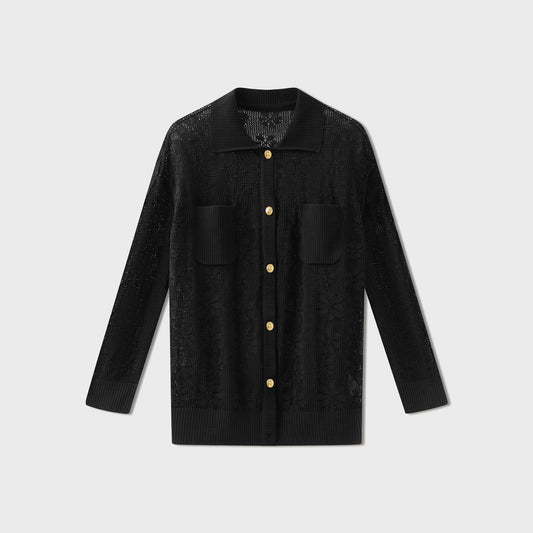 Women Kith Asta Resort Delilah Crochet Shirt - Black