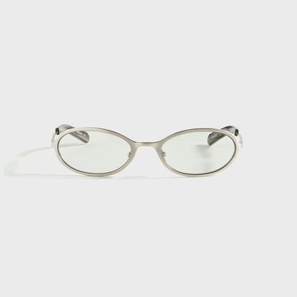 Men Kith Flatlist Cohen - Brushed Silver / Transparent Grey Lens