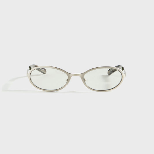 Men Kith Flatlist Cohen - Brushed Silver / Transparent Grey Lens