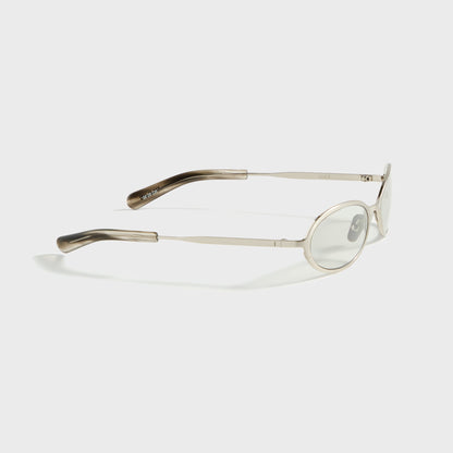 Men Kith Flatlist Cohen - Brushed Silver / Transparent Grey Lens