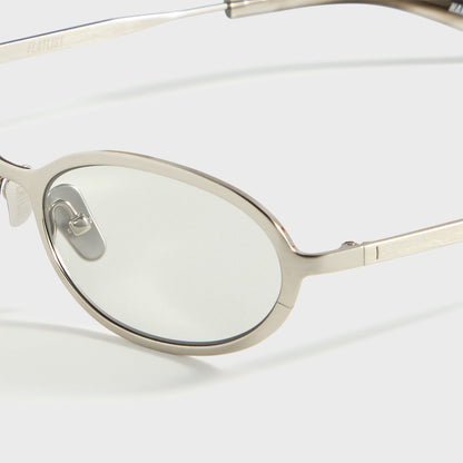 Men Kith Flatlist Cohen - Brushed Silver / Transparent Grey Lens