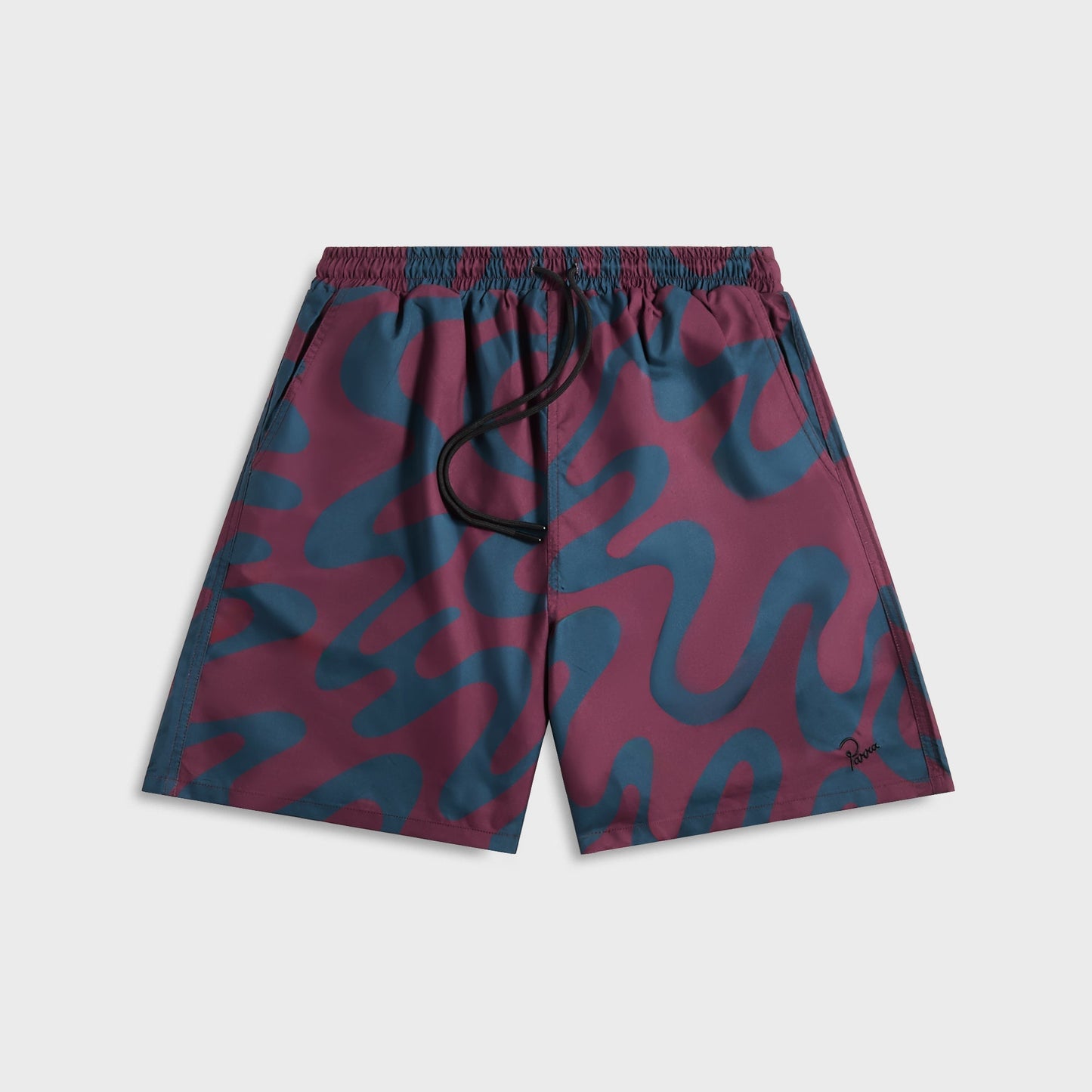 Men Kith by Parra Splashed Swim Shorts - Burgundy