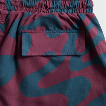 Men Kith by Parra Splashed Swim Shorts - Burgundy