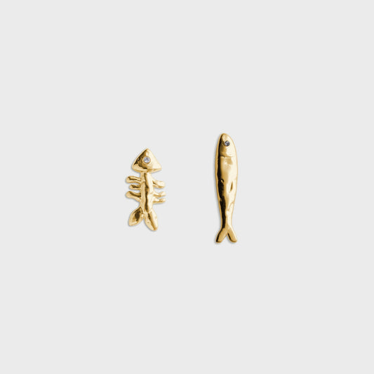 Women Kith Eliou Sardine and Fishbone Earring - Gold