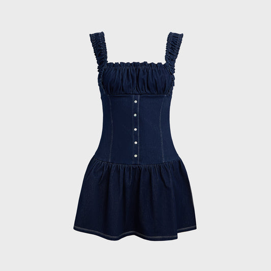 Women Kith Frankies Bikinis Christa Denim Dress - Blue