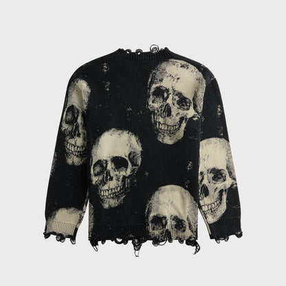 Women Kith R13 Printed Boyfriend Sweater - Skulls On Black