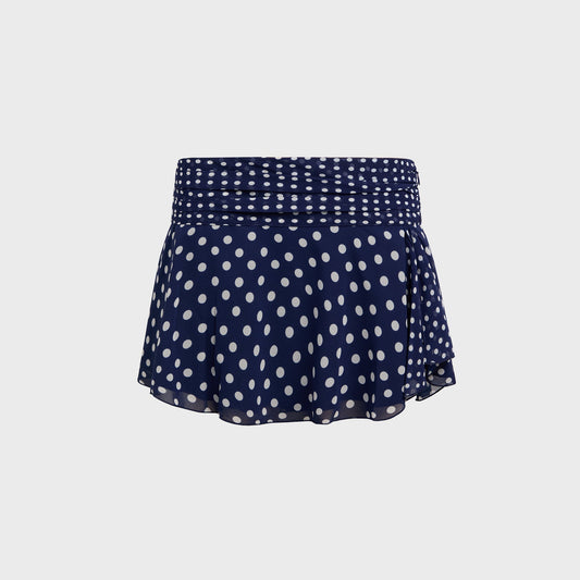Women Kith Chiffon Slit Mini Skirt - Navy Polka Dot