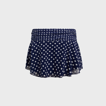 Women Kith Chiffon Slit Mini Skirt - Navy Polka Dot