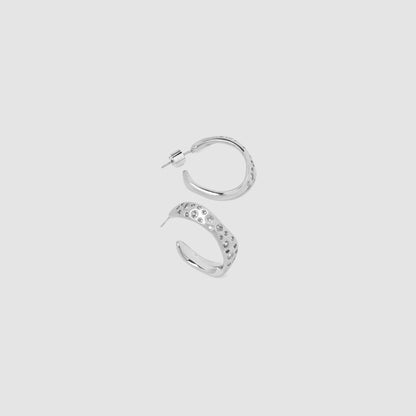 Women Kith Black Suede Studio Wave Earring - Silver