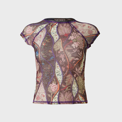 Women Kith Siedres Printed Mesh Semi-Sheer Top - Multi