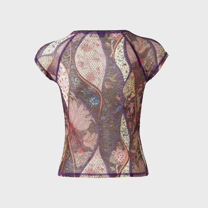 Women Kith Siedres Printed Mesh Semi-Sheer Top - Multi