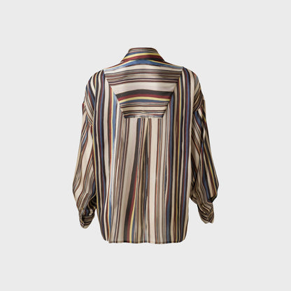 Women Kith Siedres Oversized Satin Shirt with Front Pockets - Multi