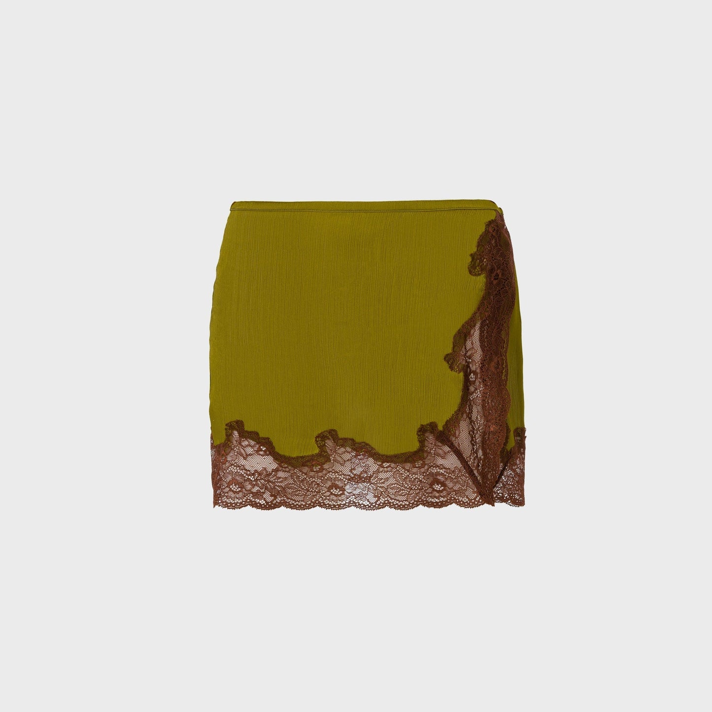Women Kith Siedres Lace-Trimmed Satin Mini Skirt - Khaki