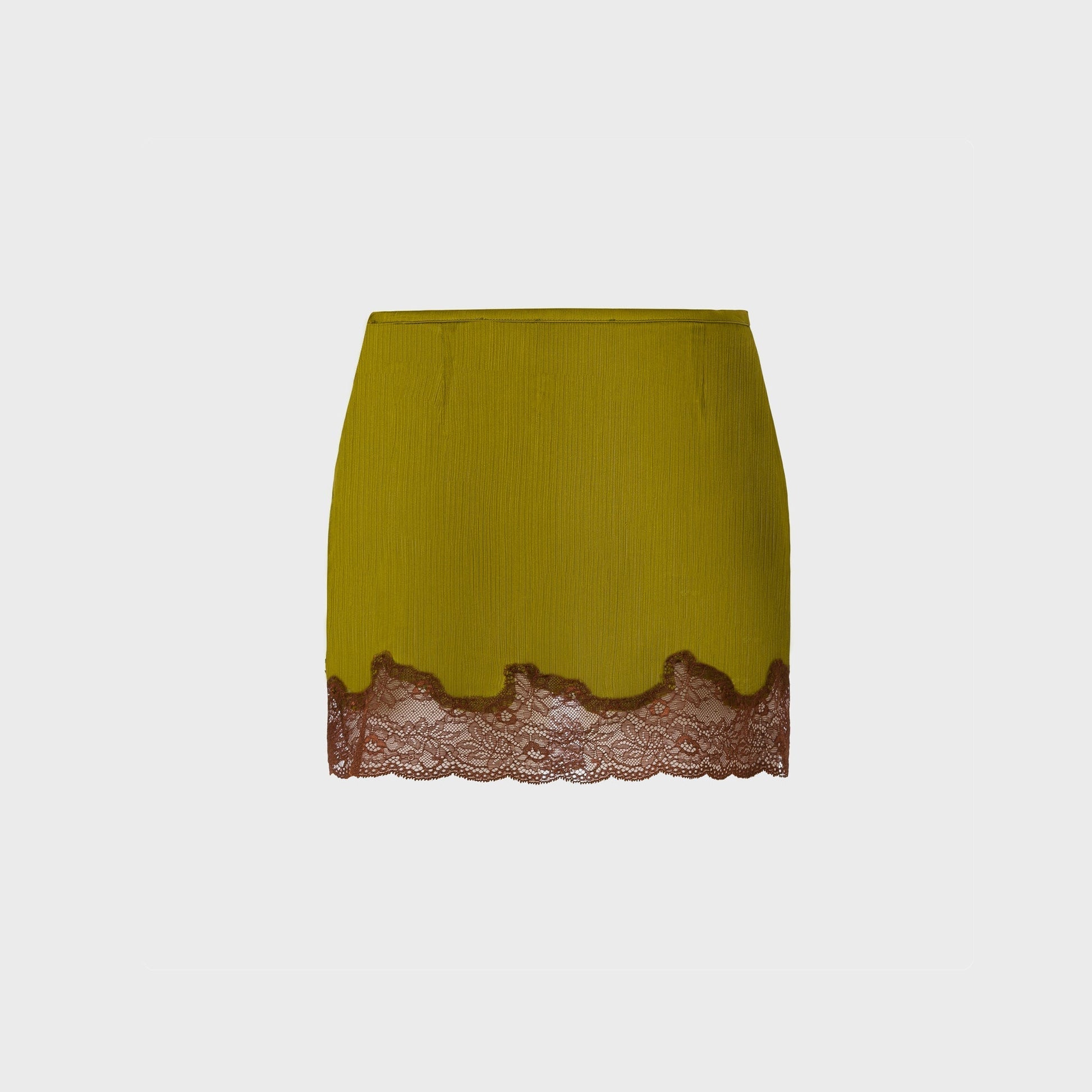 Women Kith Siedres Lace-Trimmed Satin Mini Skirt - Khaki